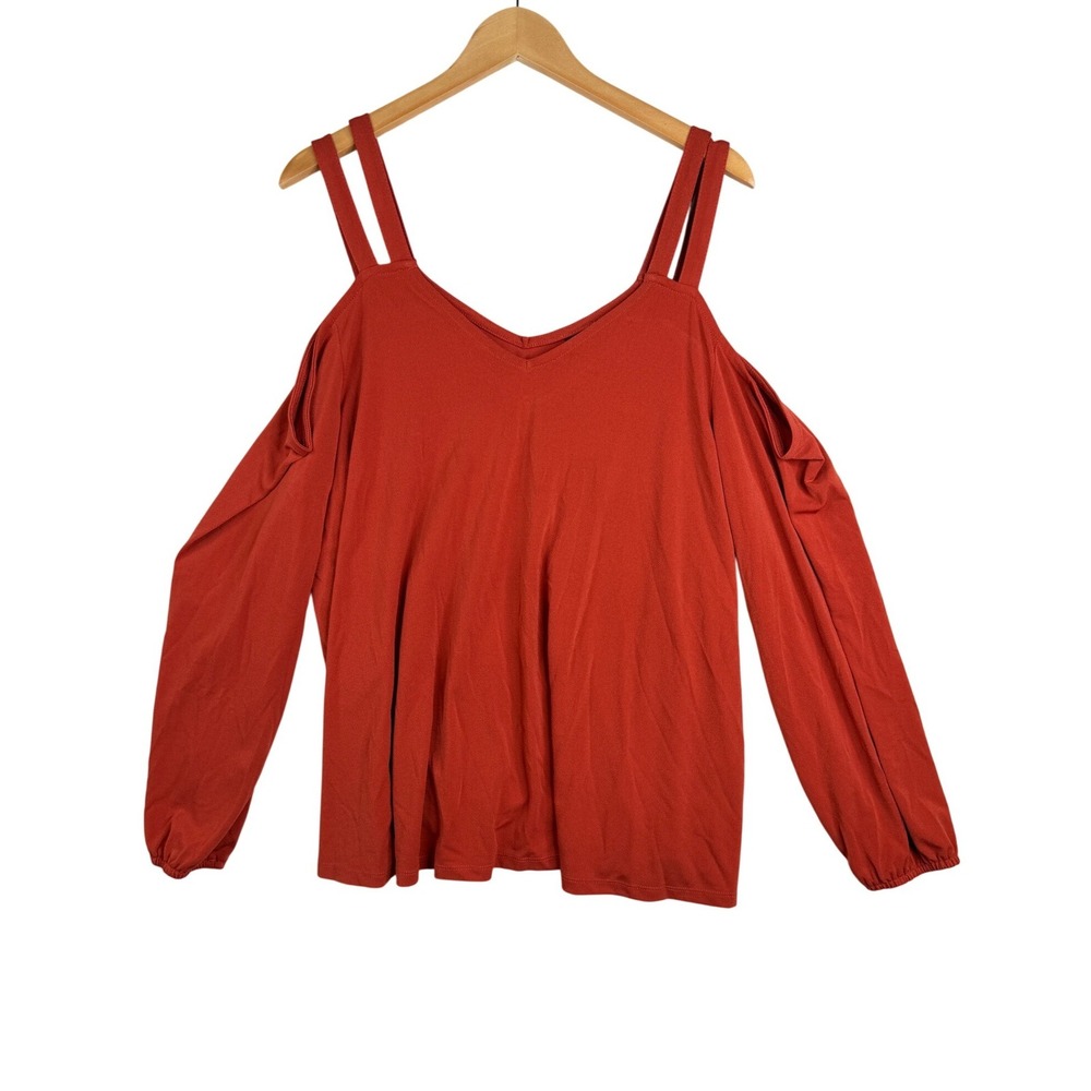 NWT Torrid Cold Shoulder Top Knit Crepe V-neck Blouse size 2X Orange